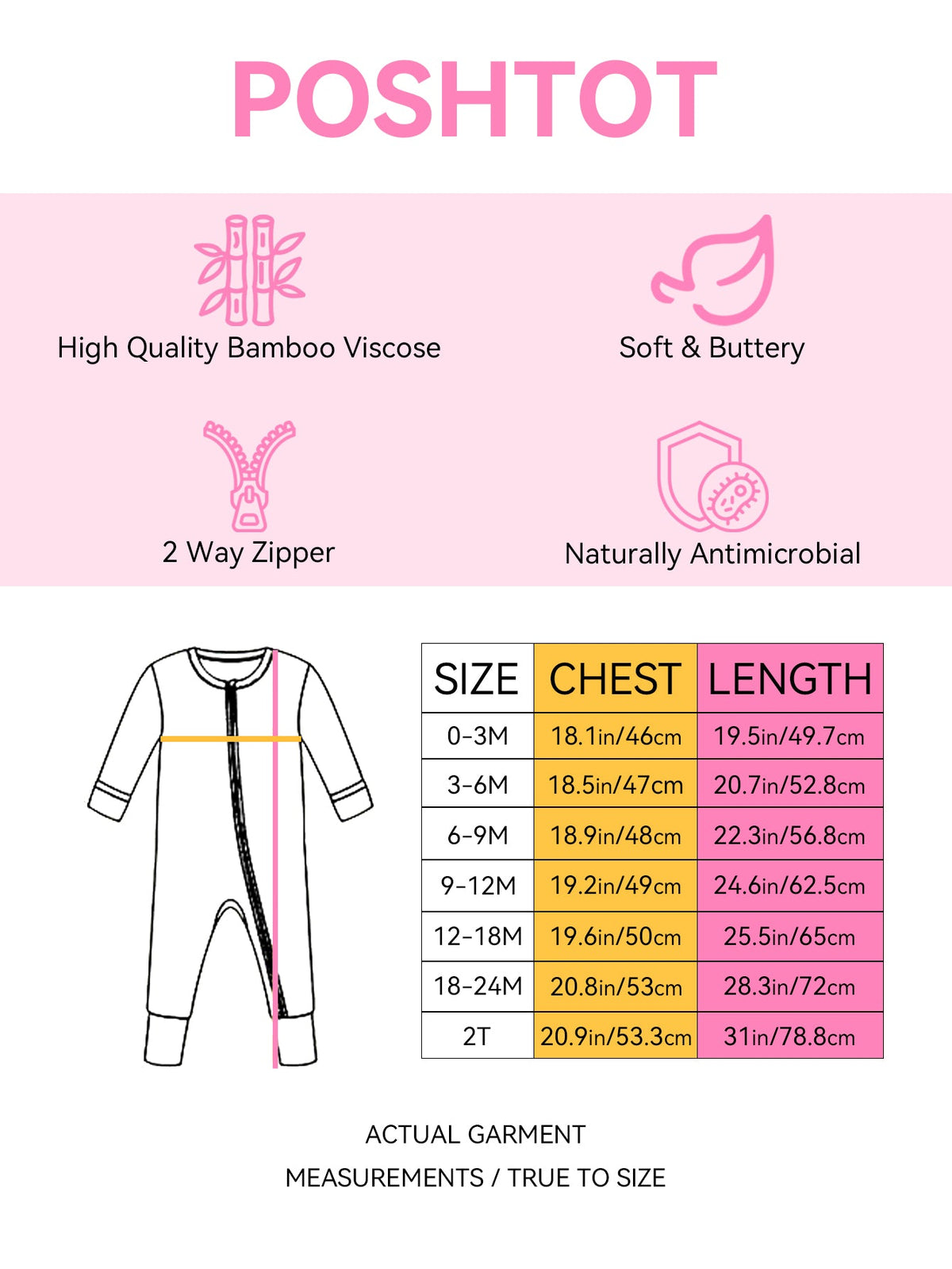 PoshTOT Sanrio Hello Kitty Pink Bamboo Baby Convertible Zippy Romper