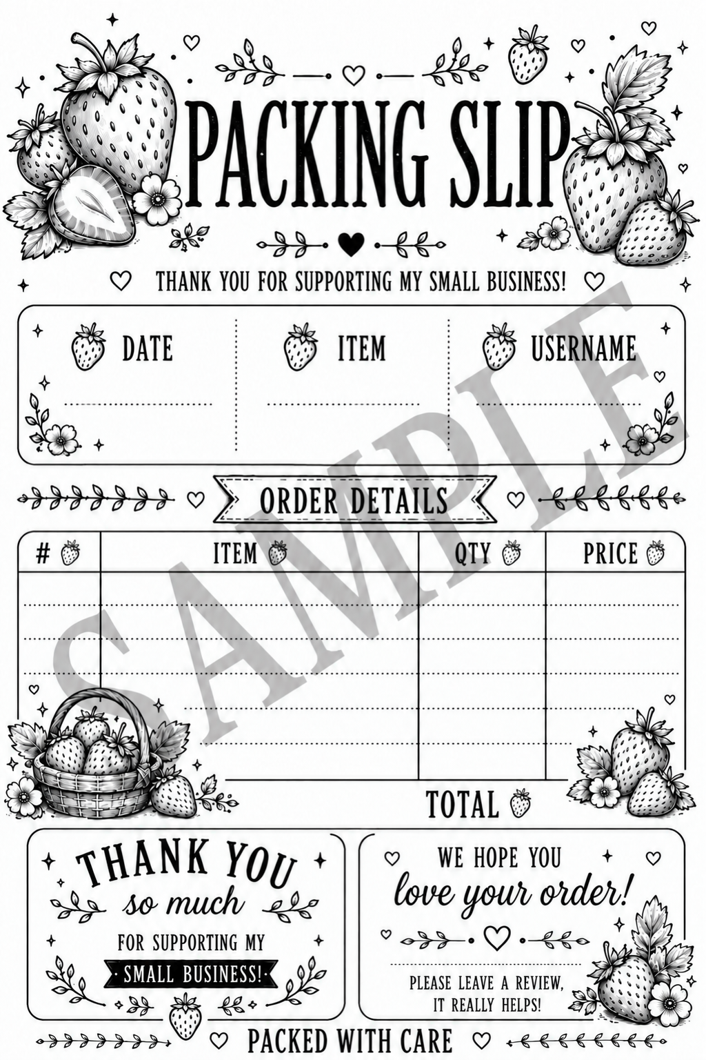 Strawberry Packing Slip