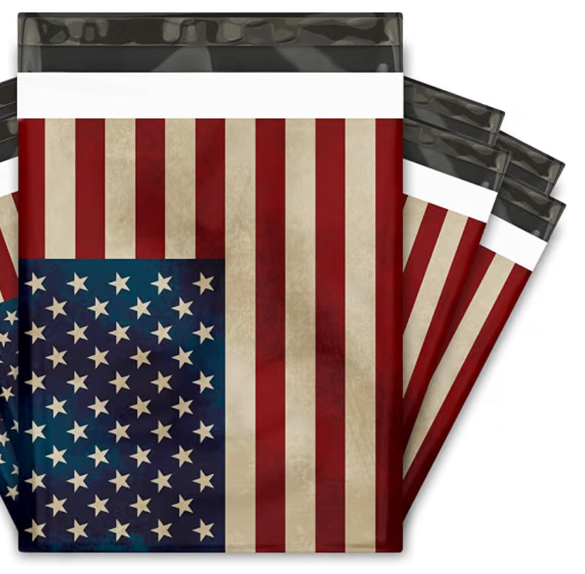 Vintage American Flag Poly Mailers – 10×13