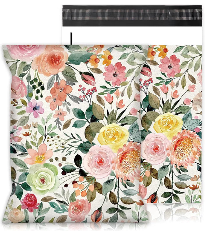 Watercolor Garden Floral Poly Mailers – 10×13