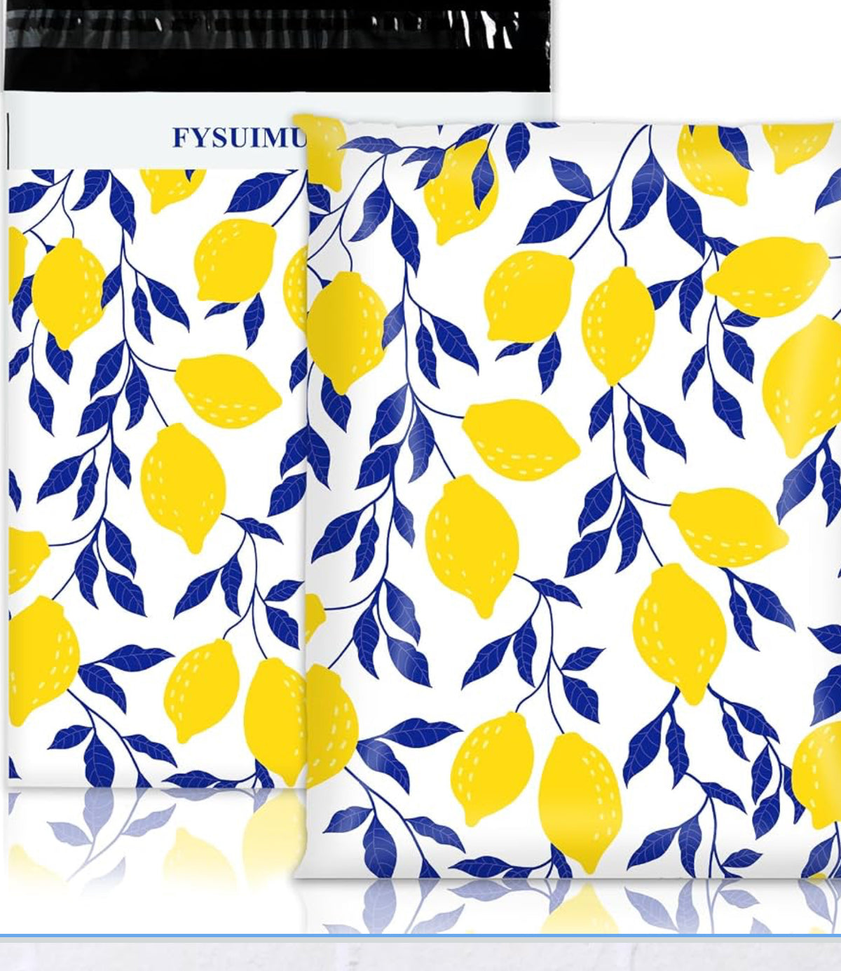 Lemon & Navy Botanical Poly Mailers – 10×13