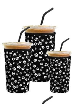 Paw Print Neoprene Cup Sleeves – Set of 3