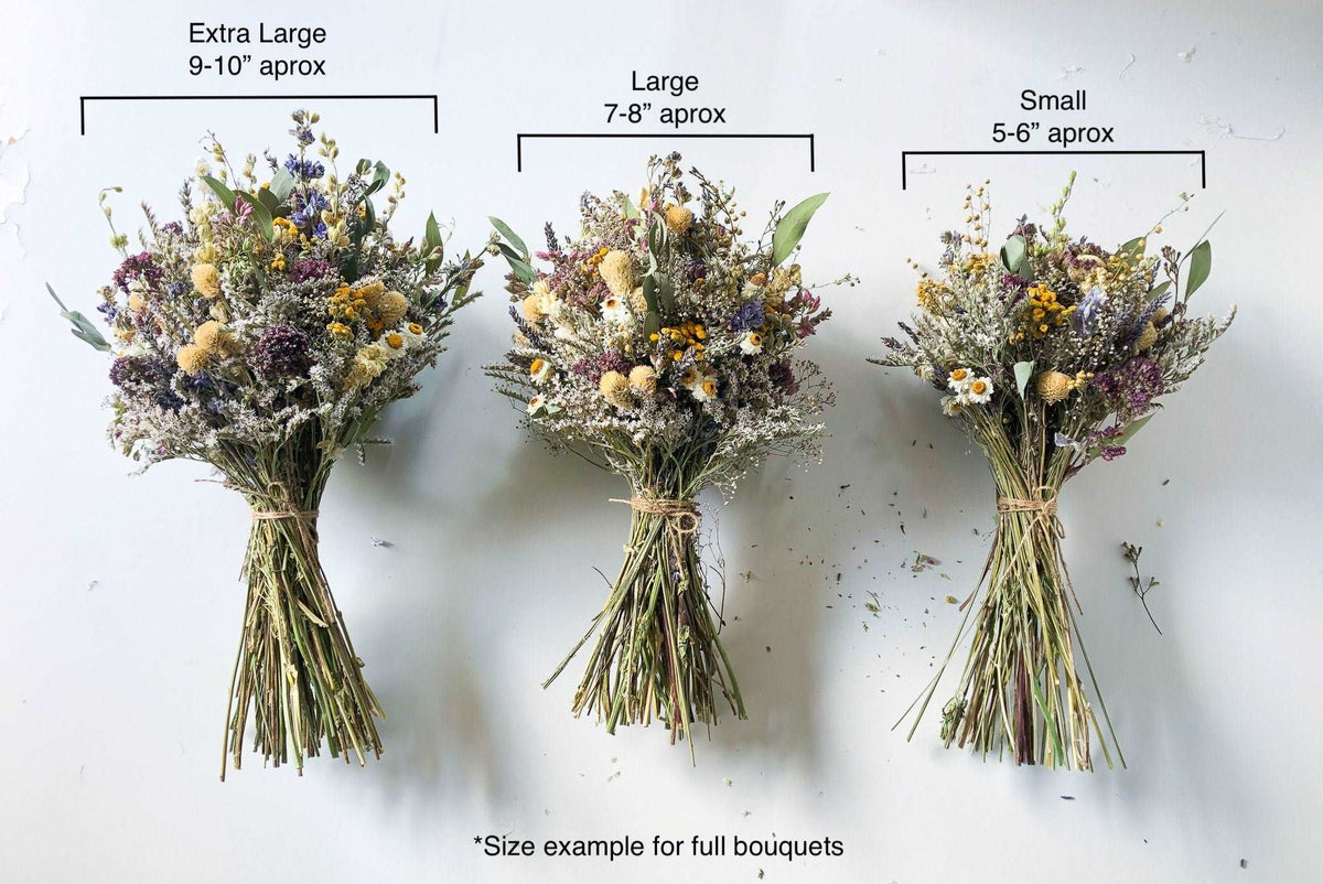 Dried Flower Bouquet with Ranunculus, Yarrow, Daisies & Baby’s Breath