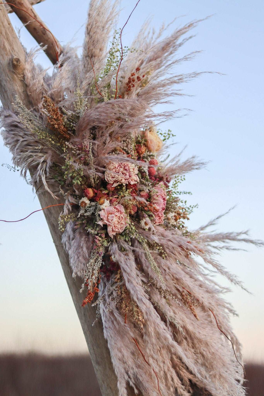 Boho Pampas and Peony Wedding Arch Arrangement