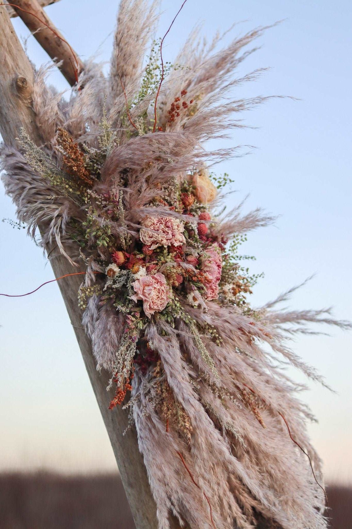 Boho Pampas and Peony Wedding Arch Arrangement