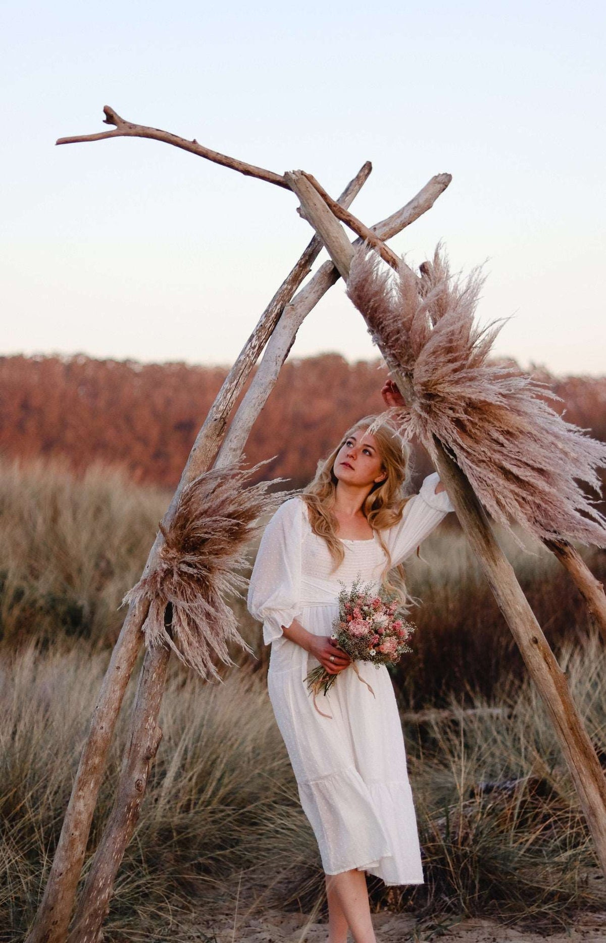 Boho Pampas Wedding Arch Arrangement