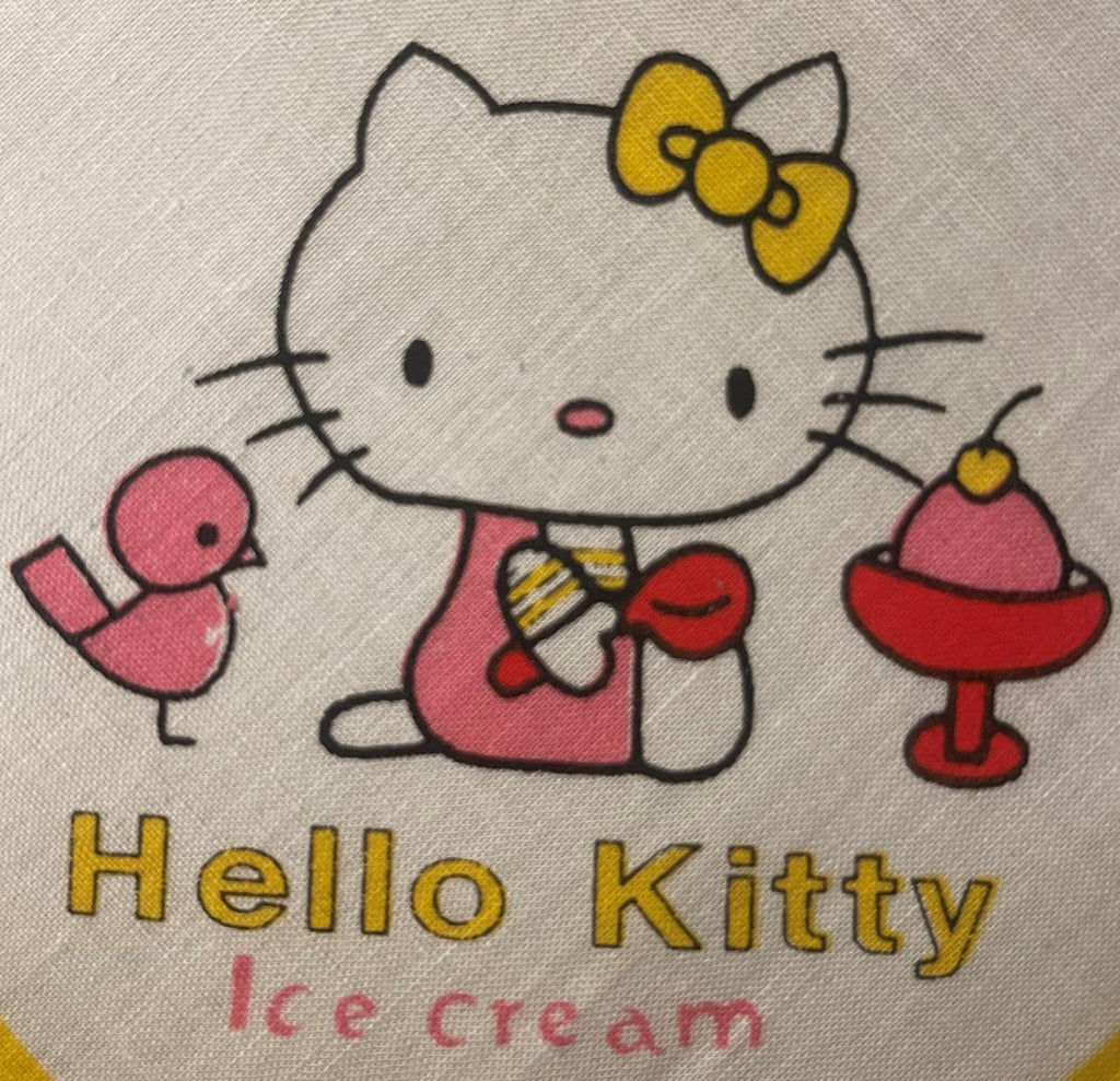 Vintage 1980s Hello Kitty Cotton Napkin Handkerchief 🎀 Yellow - Sanrio Japan NOS