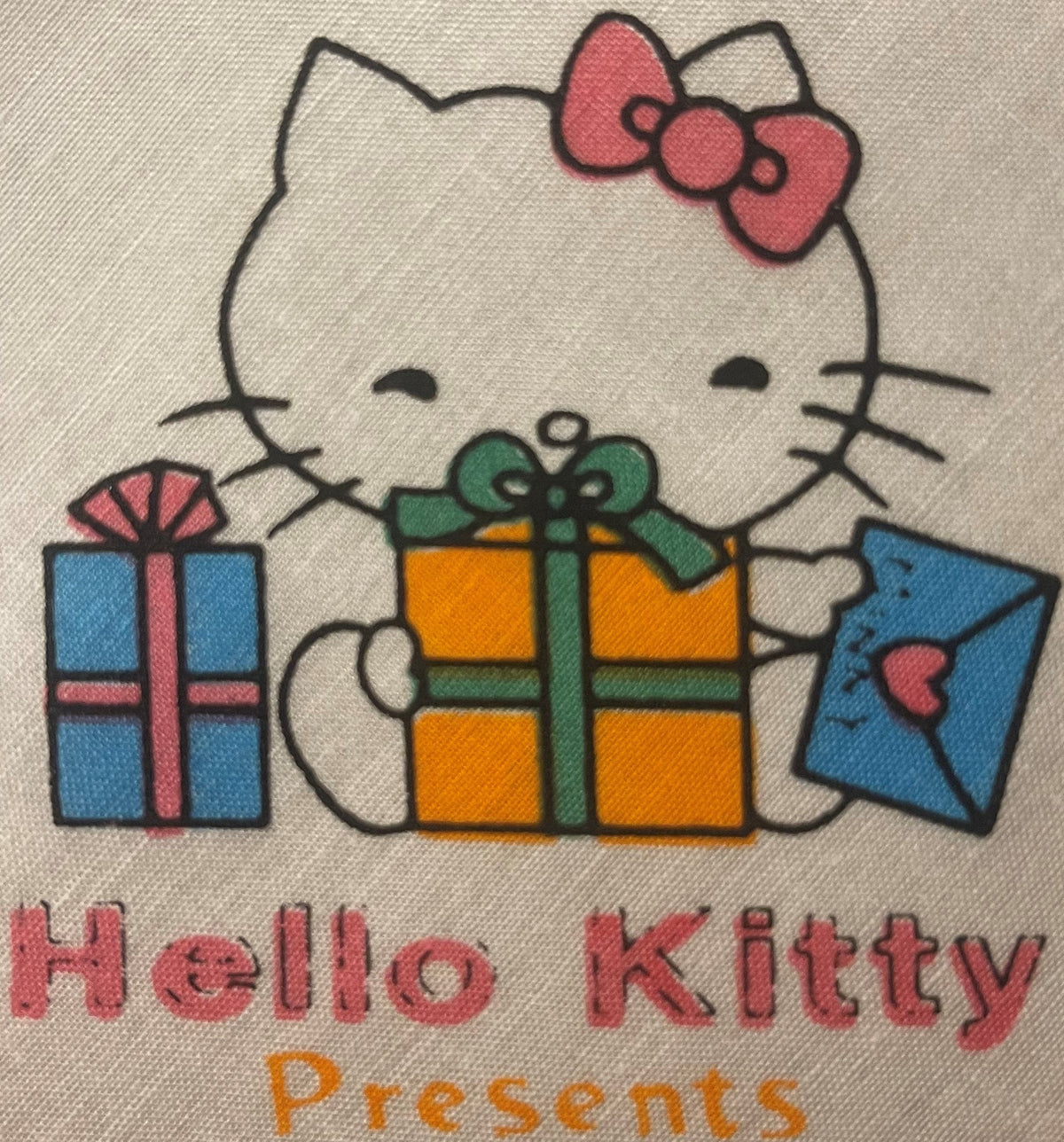 Vintage 1980s Hello Kitty Cotton Napkin Set 🎀 Pink Blue Yellow Sanrio NOS