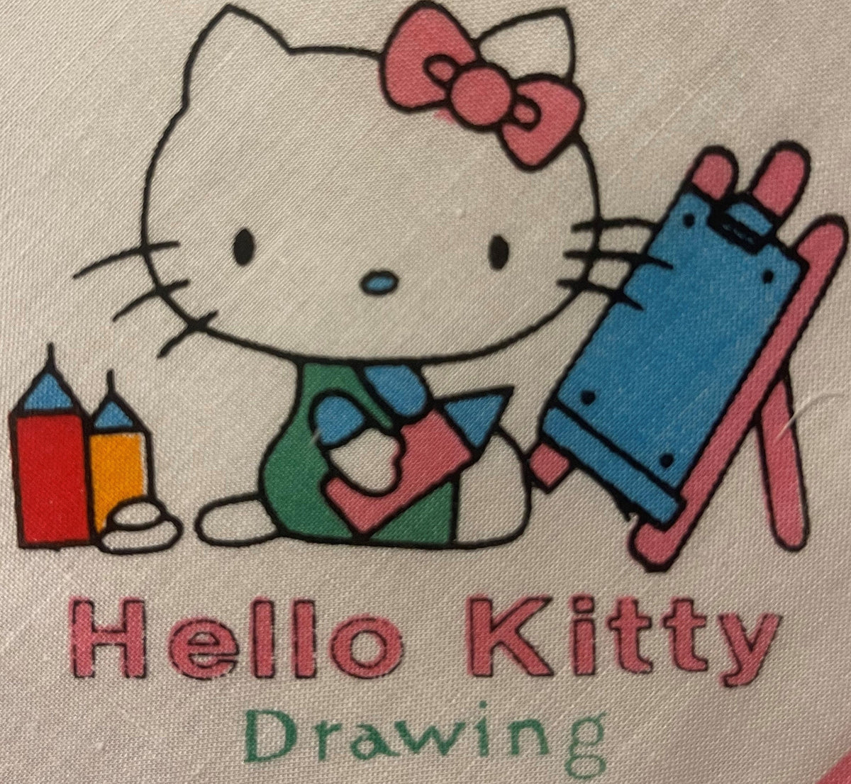 Vintage 1980s Hello Kitty Cotton Napkin Set 🎀 Pink Blue Yellow Sanrio NOS