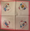 Vintage 1980s Hello Kitty Cotton Napkin Handkerchief 🎀 Pink - Sanrio Japan NOS